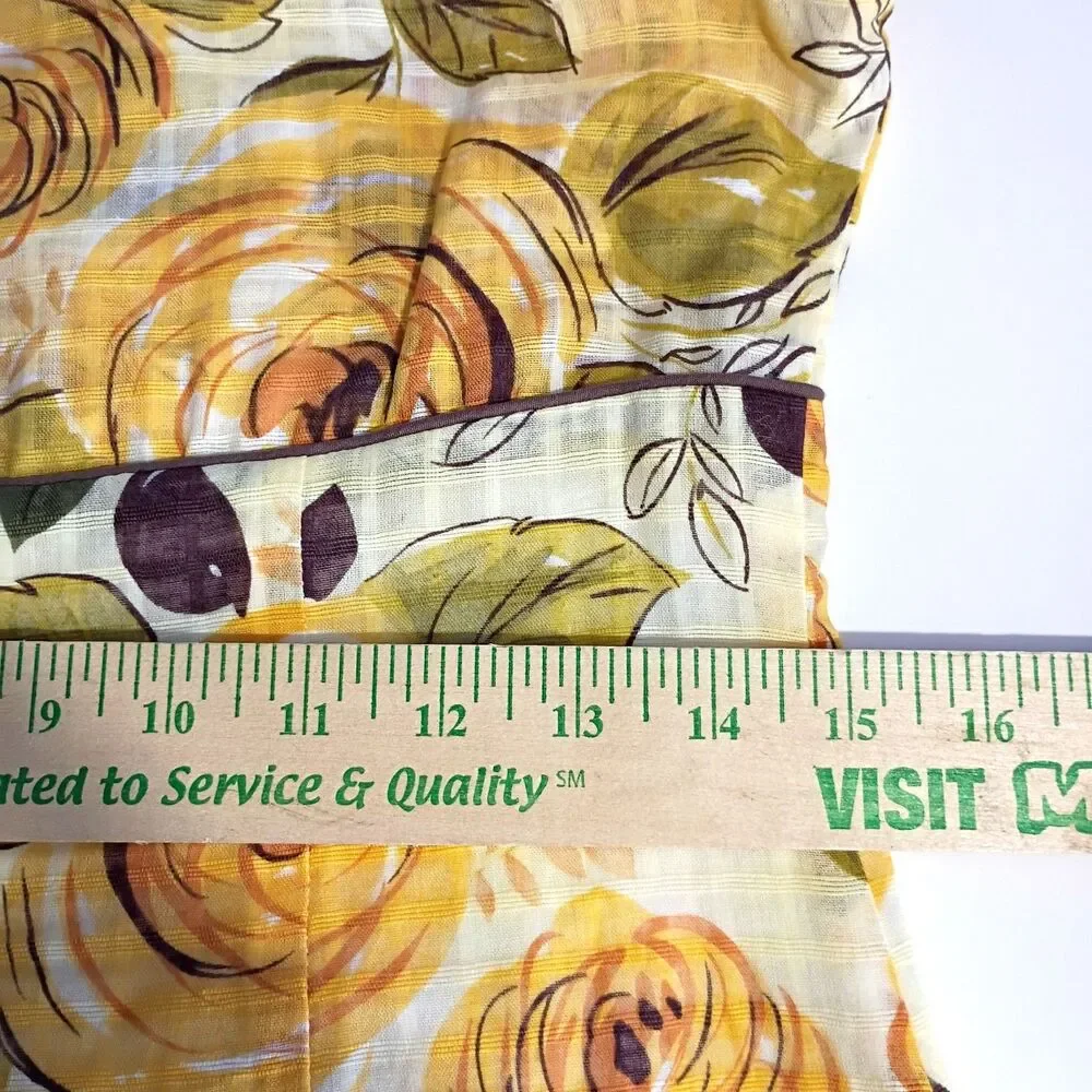 Cabi Yellow Rose Print A Line Sleeveless Dress Sz 4 Cotton Milkmaid Cottagecore